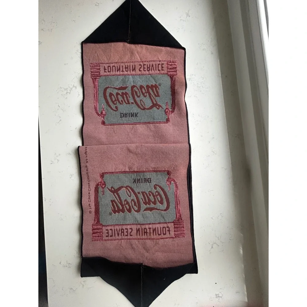 Vintage Coca-Cola Fountain Service Woven Table Runner Black‎ Red